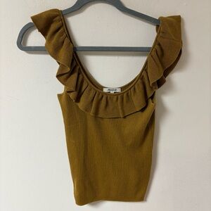 Madewell Wakeford Womens Ruffled Mustard  Sweater Tank Small